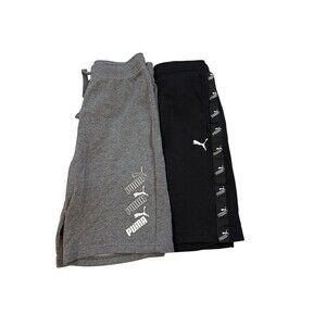 Boys PUMA Athletic Shorts Lot of 2 Size L (14/16) Black & Gray Cotton EUC